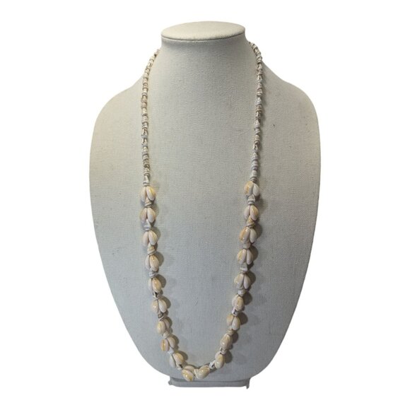 Jewelry - Handmade Yellow ring Cowrie Shell Necklace Long Very Pretty 36" Long Over Head